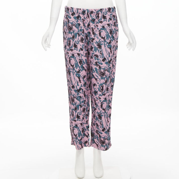 MARNI 100% viscose pink blue abstract print straight leg pants IT42 S