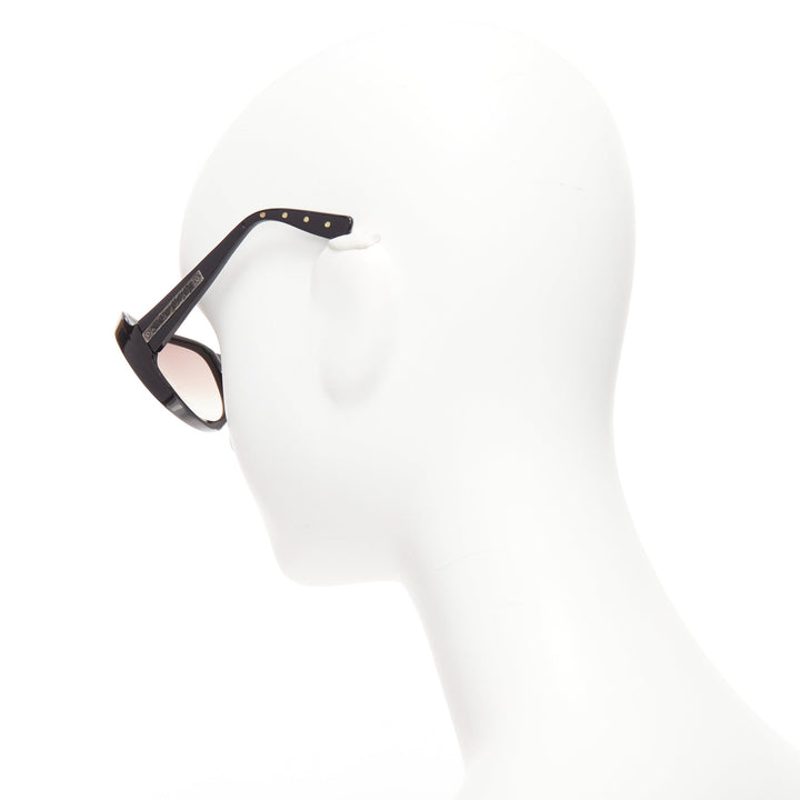 BOTTEGA VENETA BV68S black woven leather trim brown oversized sunglasses
