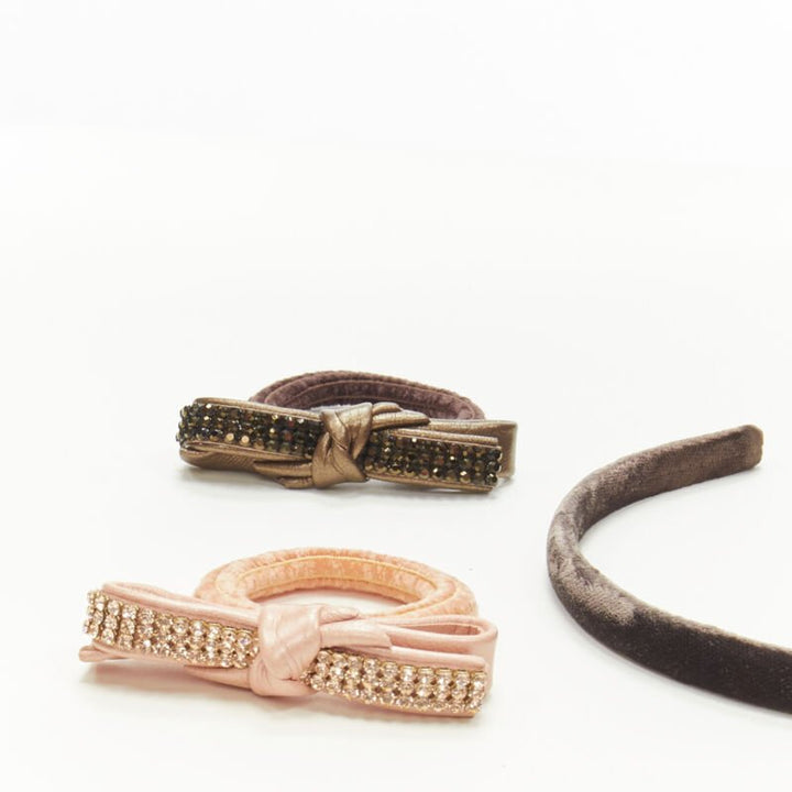ALEXANDRE DE PARIS Alexander Zouari 5X velvet crystal leather bow hair tie band