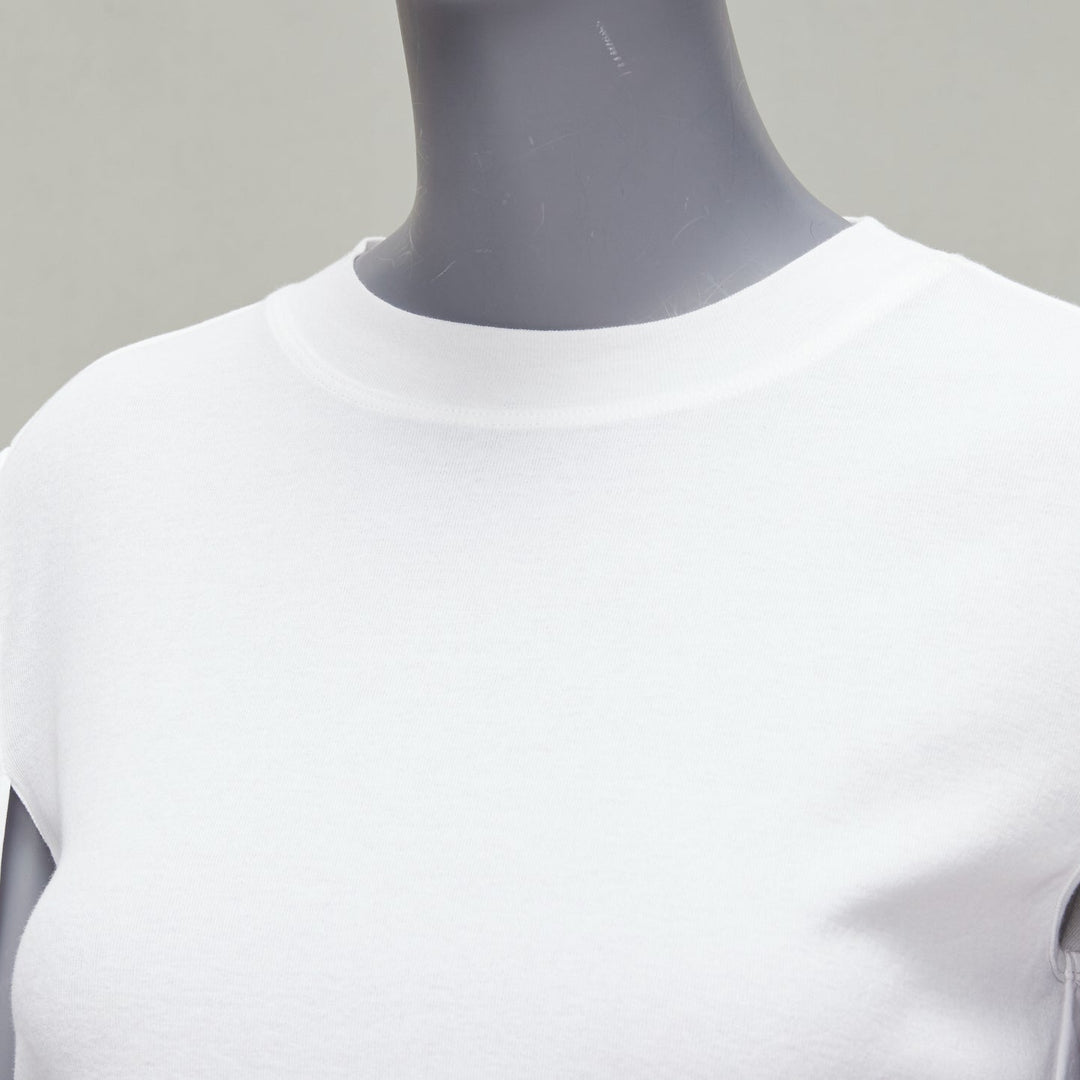 ROSETTA GETTY white 100% cotton woven cape sleeves knitted top XS