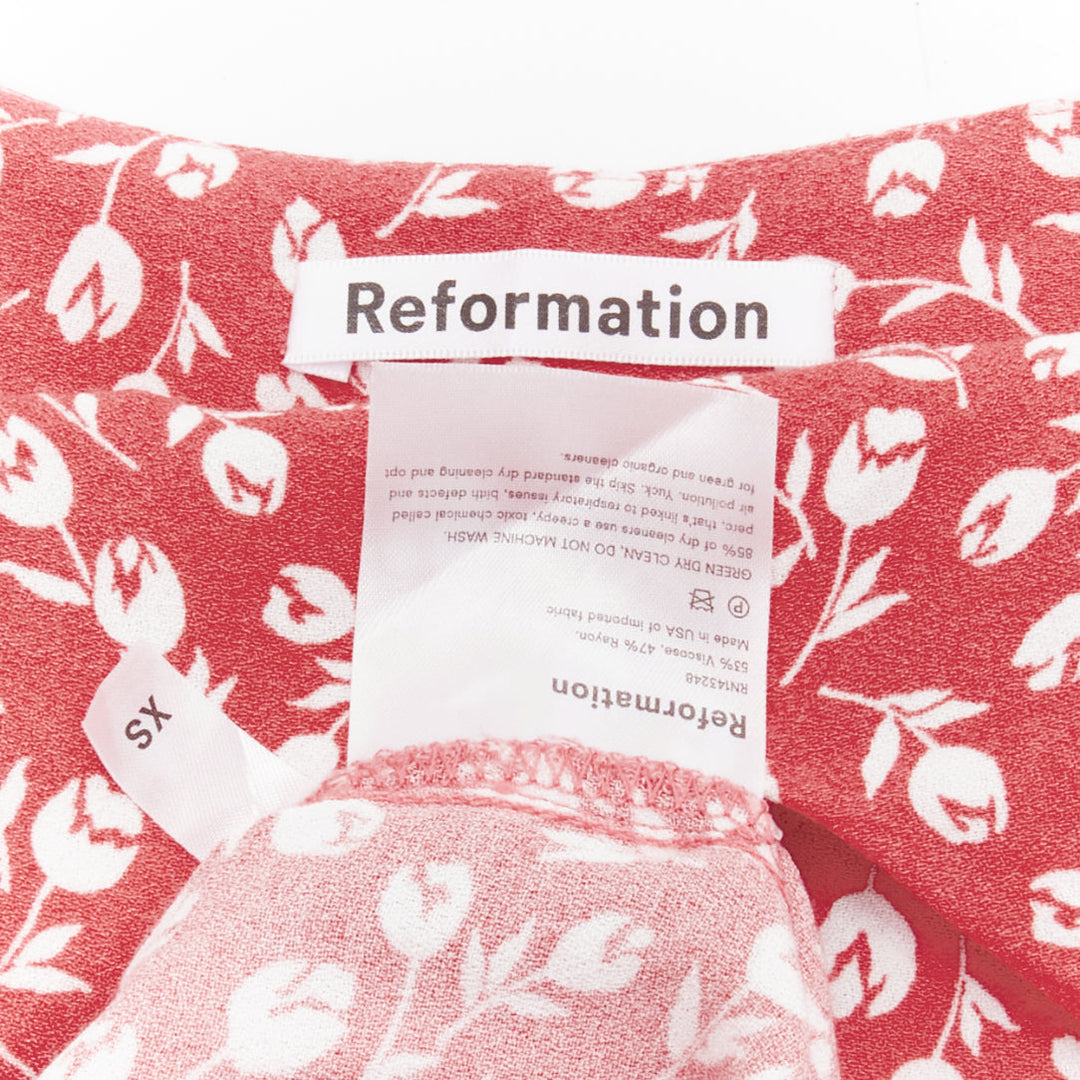 REFORMATION Marlowe pink white floral print high slit mini slip dress XS