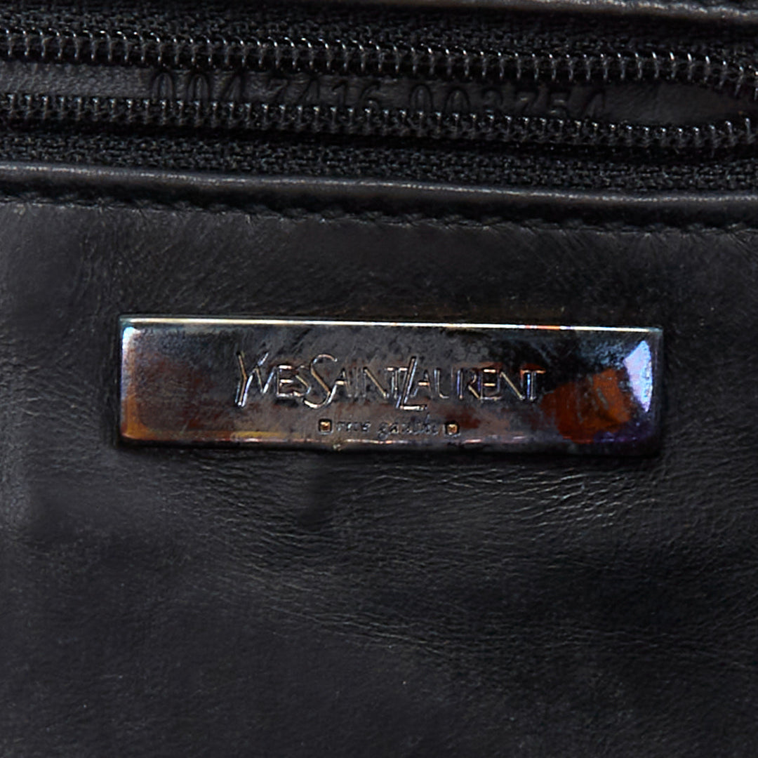 YVES SAINT LAURENT purple metallic scaled leather wraparound clutch bag