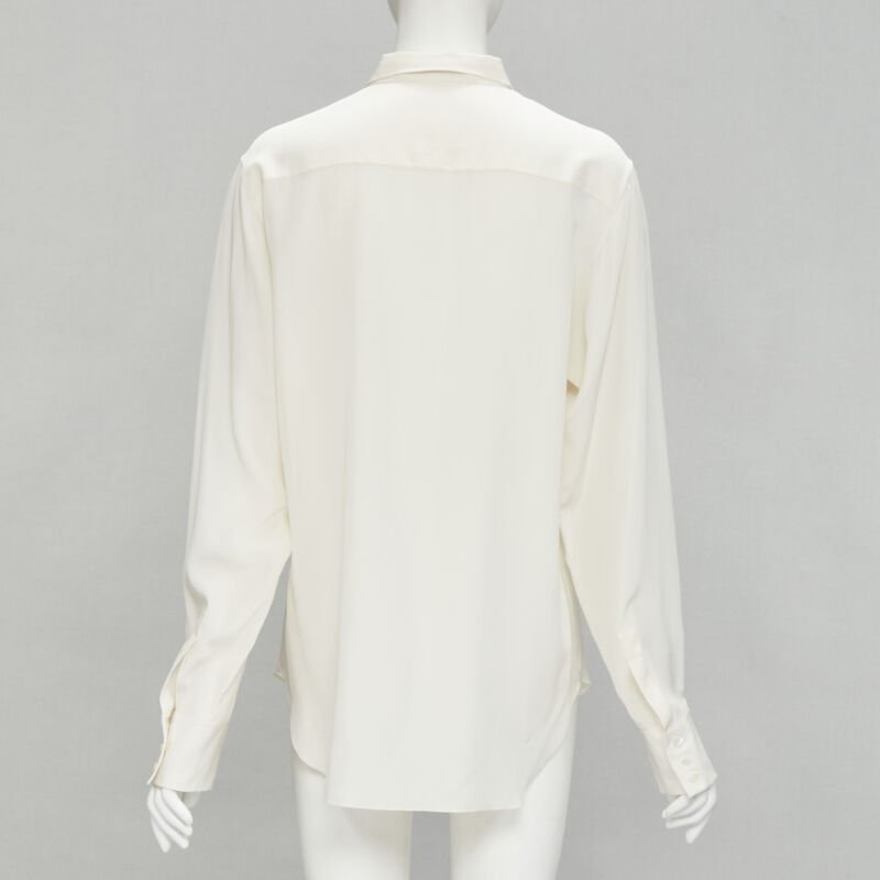 CHRISTIAN DIOR 100% silk sheer floral embroidery long sleeve shirt FR44 XL
