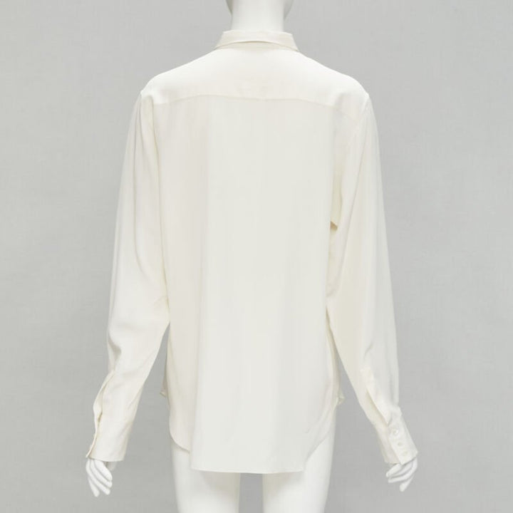 CHRISTIAN DIOR 100% silk sheer floral embroidery long sleeve shirt FR44 XL