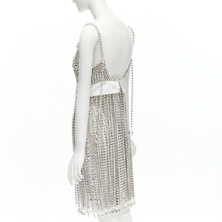 BURBERRY RICCARDO TISCI Runway rhinestone crystal flapper dress UK6 S