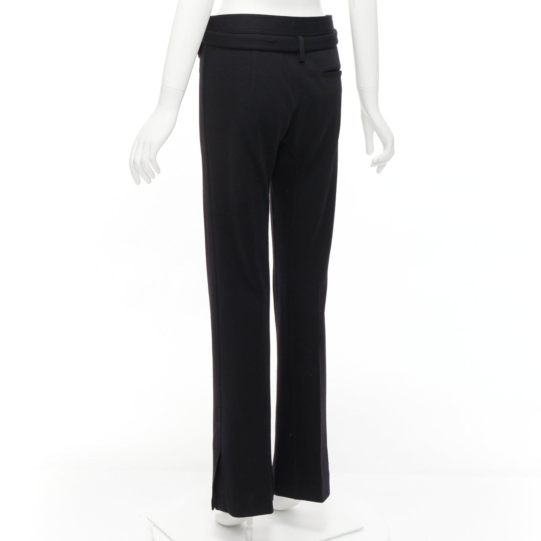 OLD CELINE Phoebe Philo black 100% virgin wool belted wide pants FR38 M