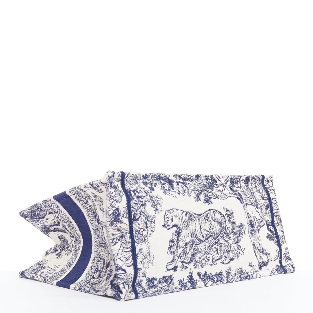 CHRISTIAN DIOR Book Tote navy cream Toile de Jouy canvas bag