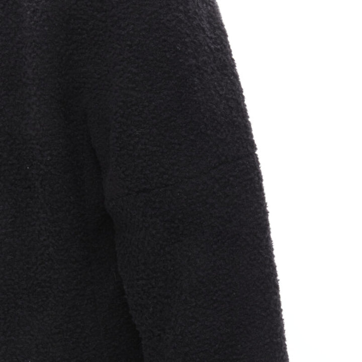 CHANEL 19A black wool boucle gold round shoulder cocoon jacket FR38 M