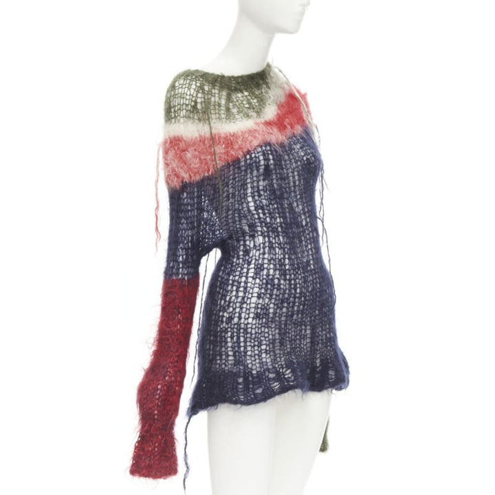 JUNYA WATANABE 2006 Runway punk loose knit wool distressed punk sweater M