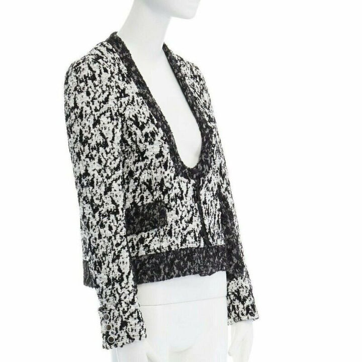 runway PROENZA SCHOULER 2011 white black boucle hook eye cropped jacket US4 S