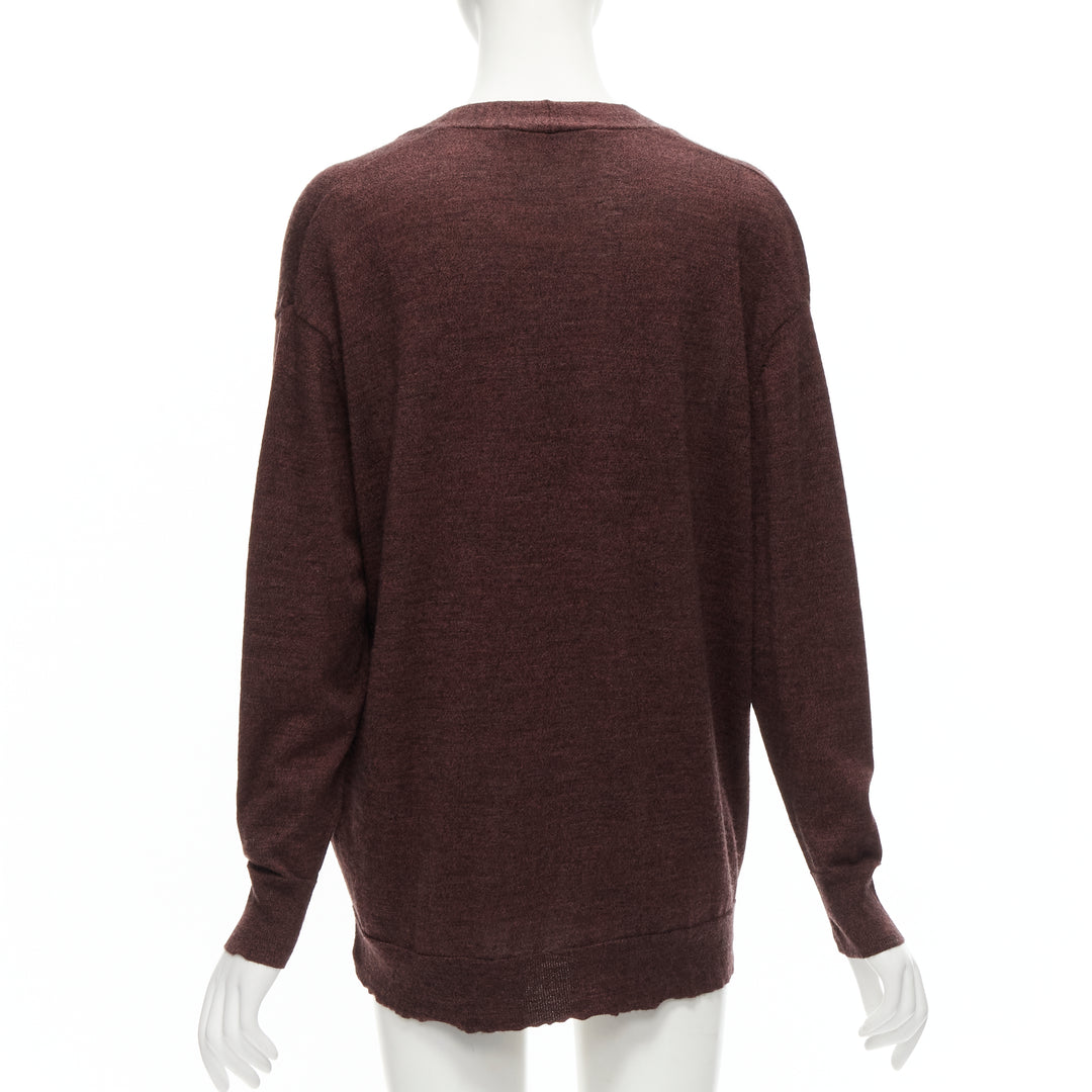 ISABEL MARANT brown 100% mercerised wool single button cardigan Sz. 1 S