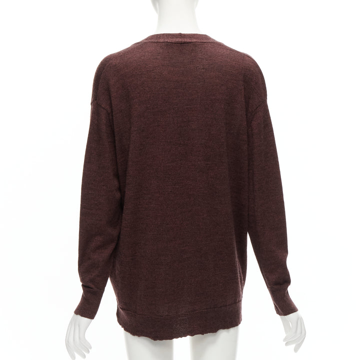 ISABEL MARANT brown 100% mercerised wool single button cardigan Sz. 1 S