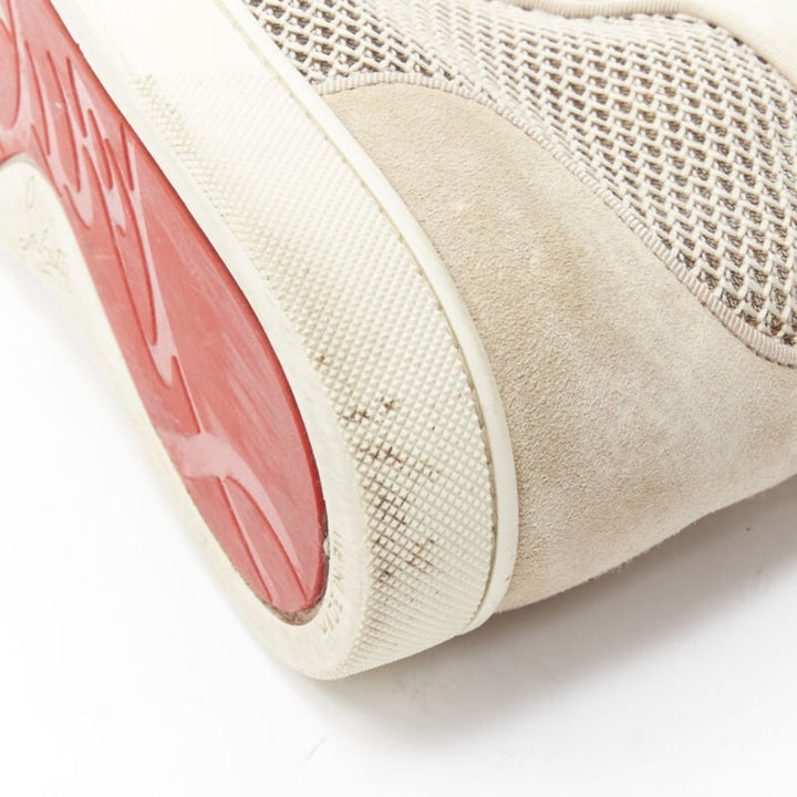 CHRISTIAB LOUBOUTIN Louis sand beige suede jacquard high top sneaker EU40.5