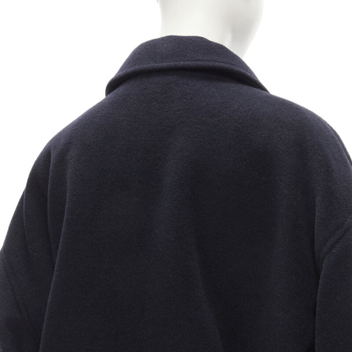 BALENCIAGA DEMNA 2019 navy camel antique gold button cocoon coat FR38 M