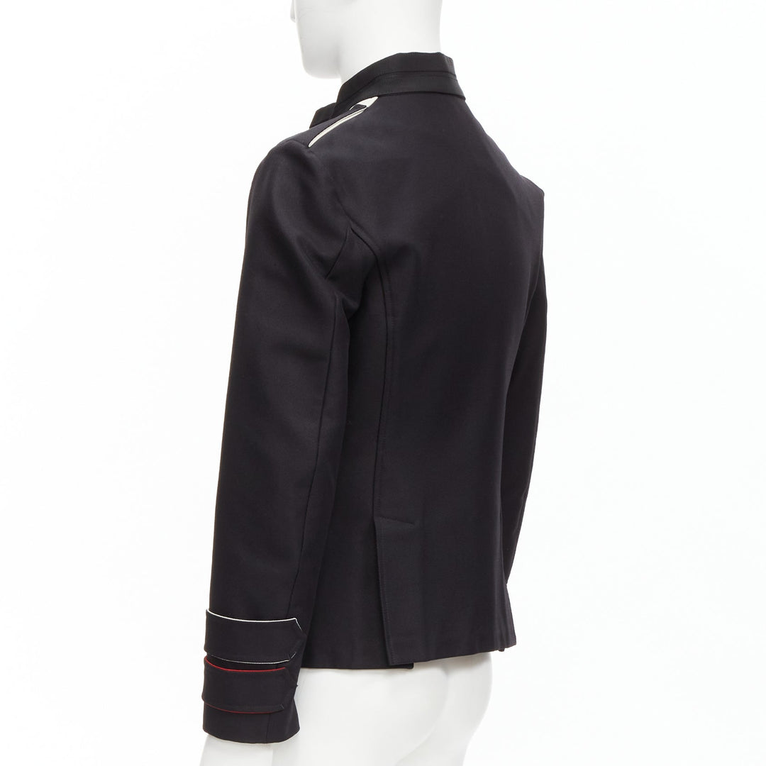 VALENTINO back silk blend white epaulets cuff panelled military jacket IT48 M