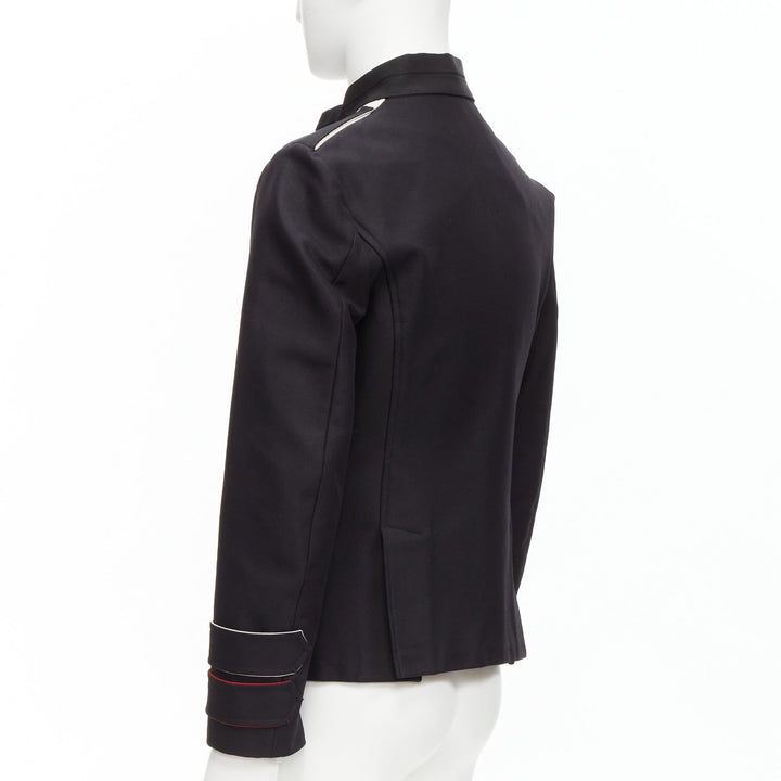VALENTINO back silk blend white epaulets cuff panelled military jacket IT48 M