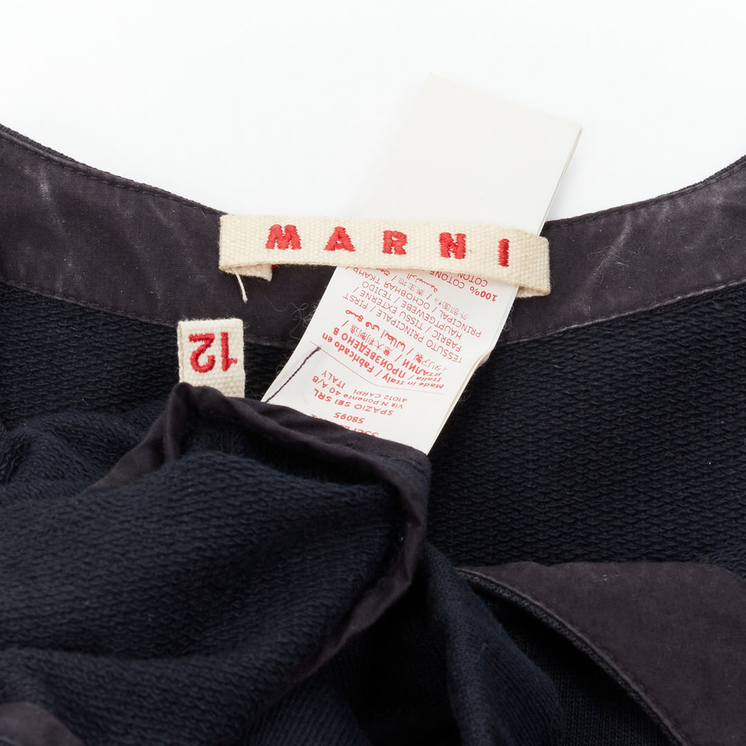 MARNI black cotton grey cuff silver snap button detail casual dress UK12 M