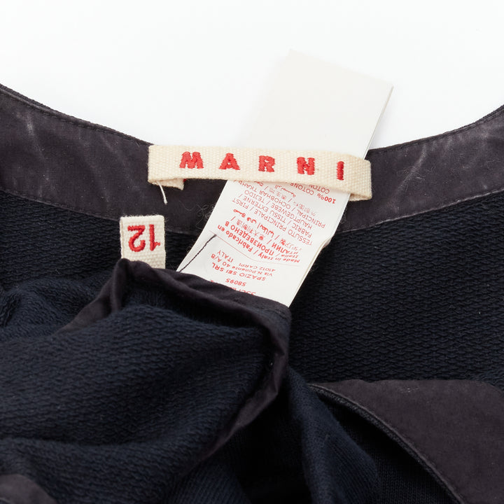 MARNI black cotton grey cuff silver snap button detail casual dress UK12 M