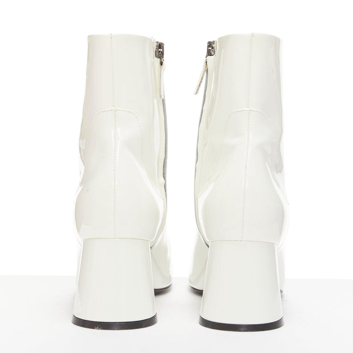 KHAITE Wythe 65 white patent leather chunky heel gogo boots EU37