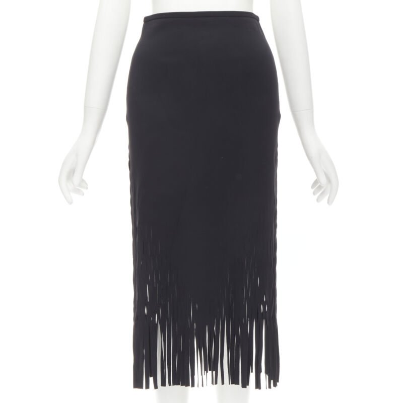 DION LEE laser cut perforated fringe midi skirt S