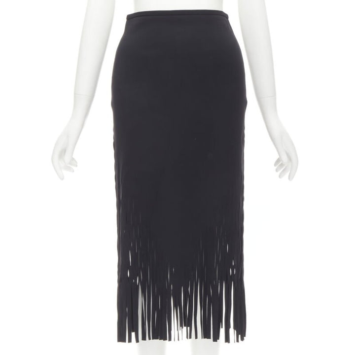 DION LEE laser cut perforated fringe midi skirt S
