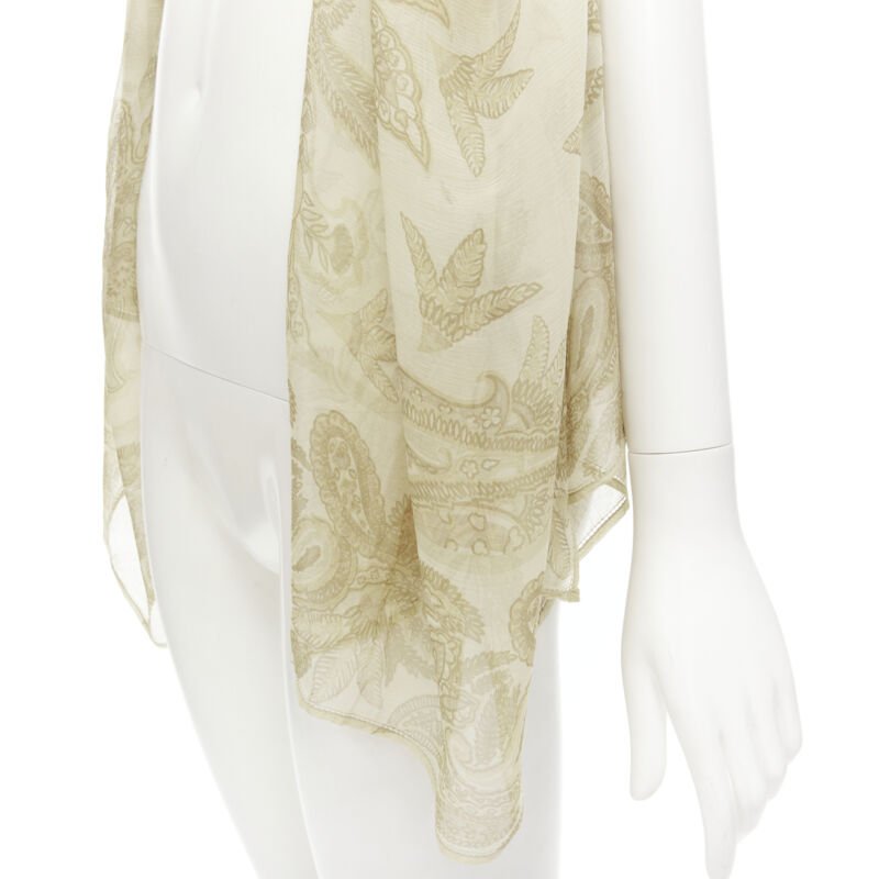 GIORGIO ARMANI  100% silk beige floral print sheer scarf