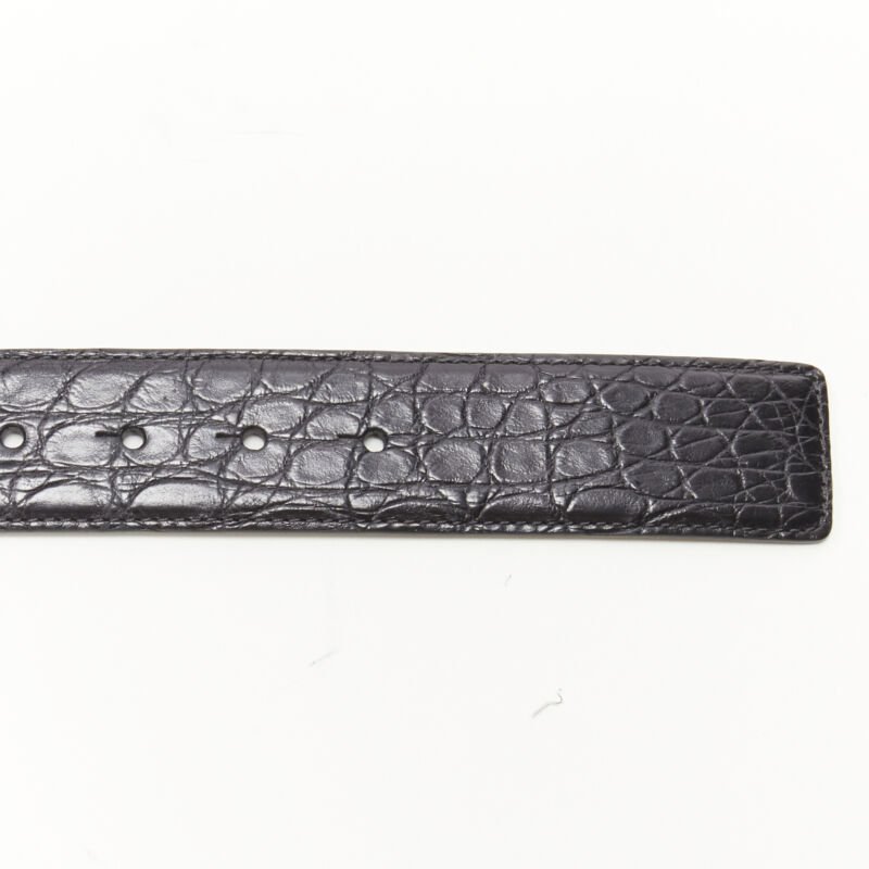 VERSACE $1200 La Medusa gold buckle black scaled leather belt 105cm 40-44"