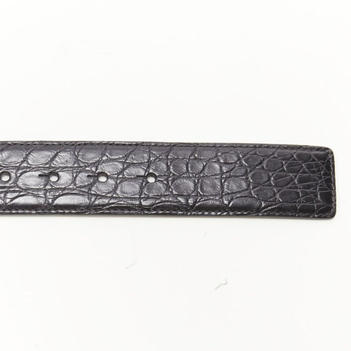 VERSACE $1200 La Medusa gold buckle black scaled leather belt 105cm 40-44"