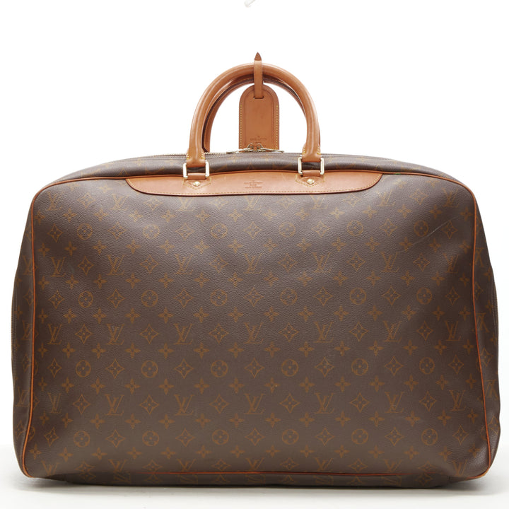 LOUIS VUITTON VIntage Alize brown monogram leather trim 2 compartment bag