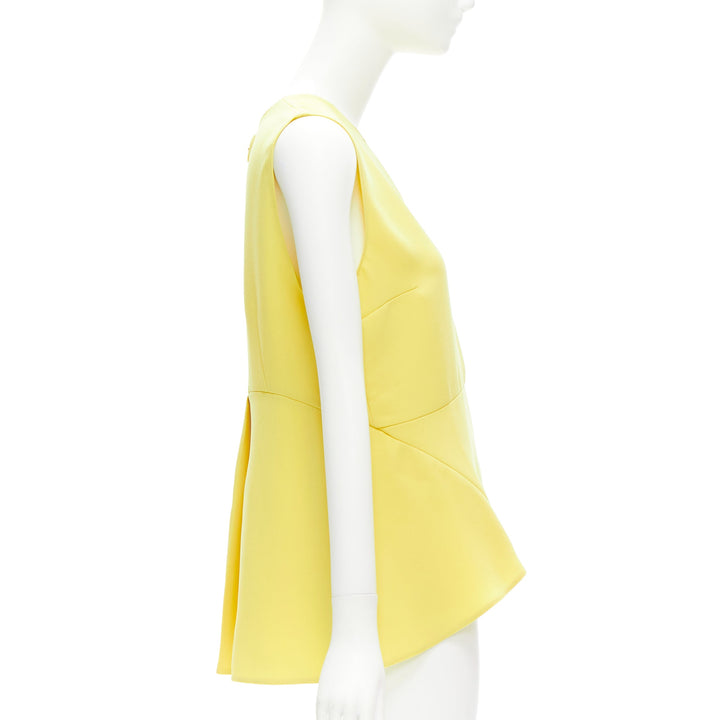 MARNI canary yellow darted high low peplum sleeveless top IT42 M