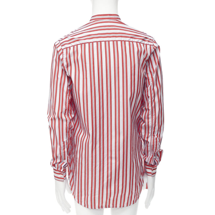 JIL SANDER 100% cotton red vertical stripes deconstructed placket shirt EU38 S