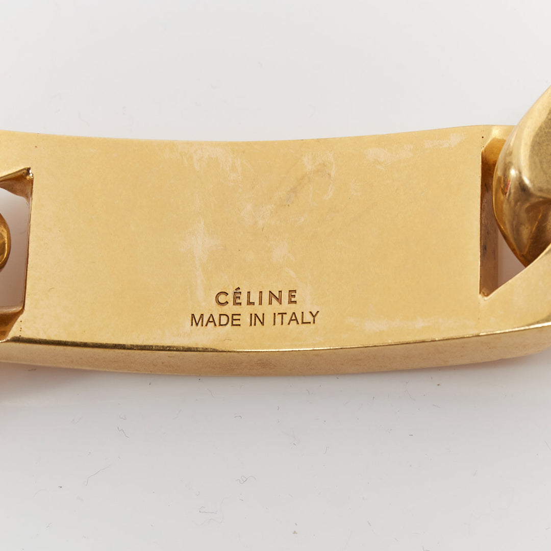 rare OLD CELINE Phoebe Philo gold tone ID plate chunky choker necklace