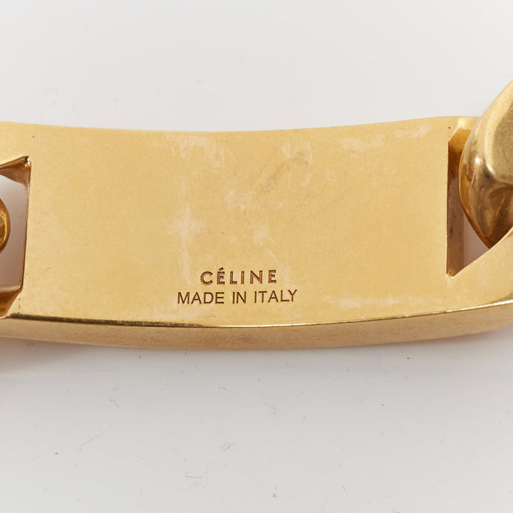 rare OLD CELINE Phoebe Philo gold tone ID plate chunky choker necklace