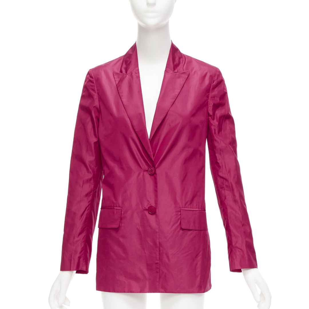 VALENTINO Piccioli 100% silk raspberry pink cinched waist casual blazer IT36 XXS