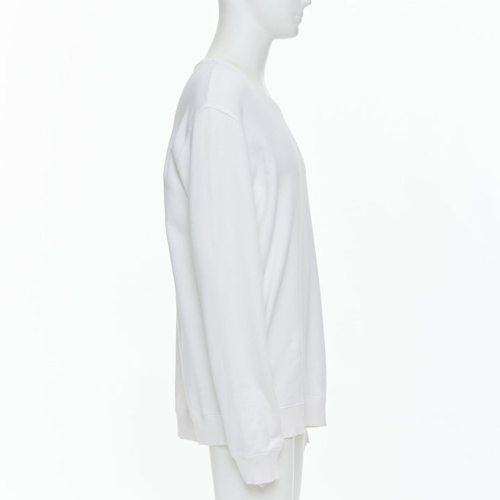 GIVENCHY cream cotton tufted gradient logo sleeve pullover L
