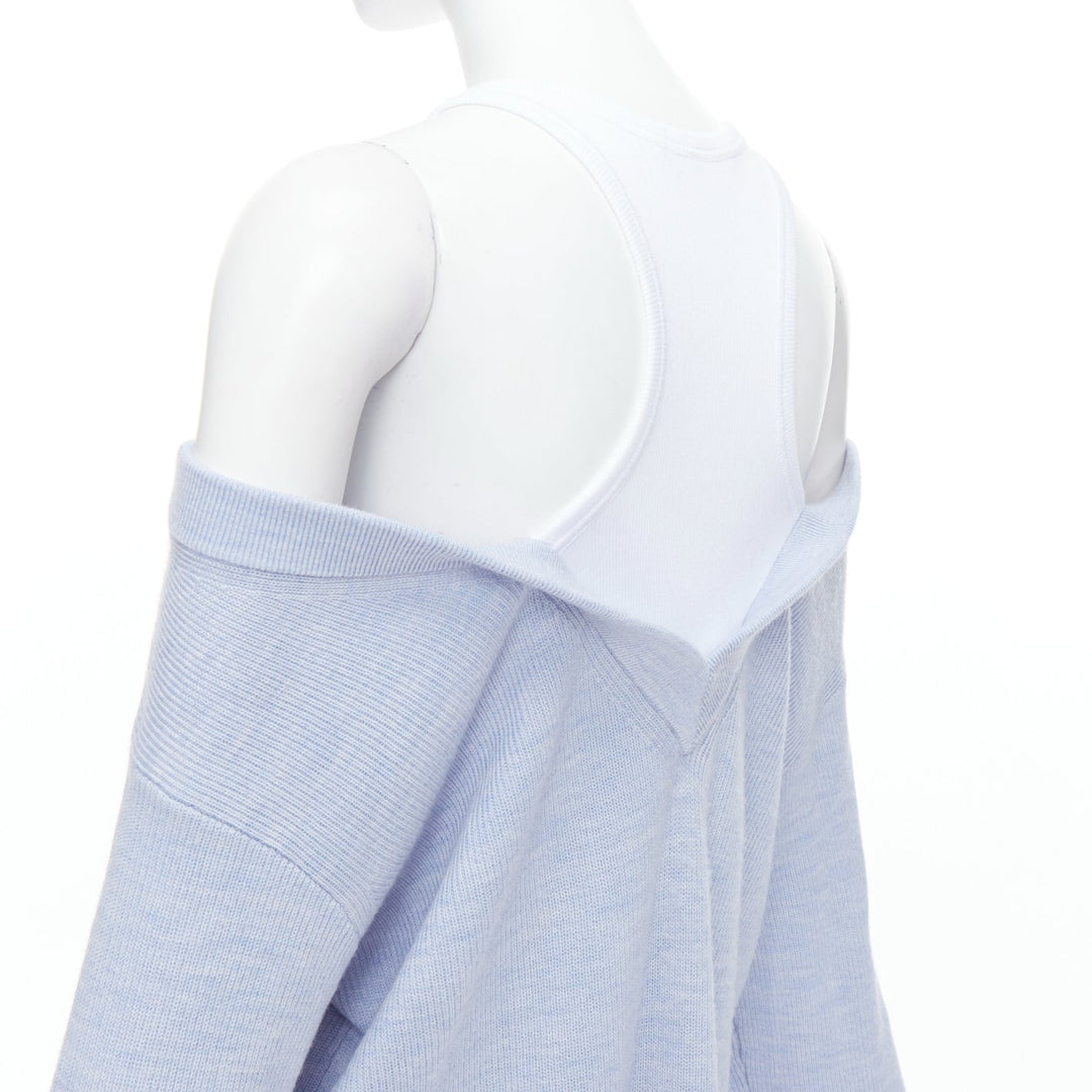 ALEXANDER WANG T blue merino wool white contrast sweater dress M