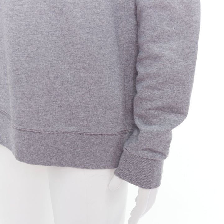 DRIES VAN NOTEN grey cotton red sequins lip crew pullover top L