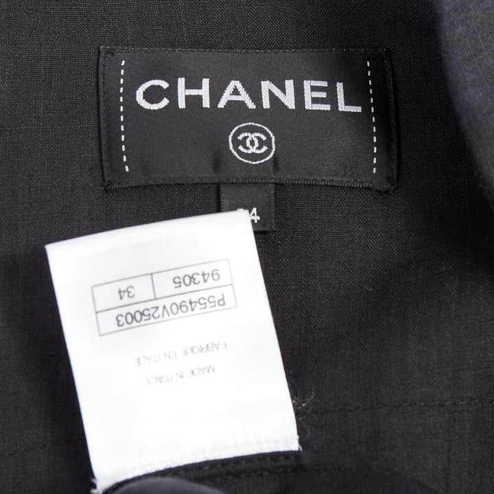 CHANEL Coco Cuba black ramie 4 pocket zip pleated mini dress FR34 XS