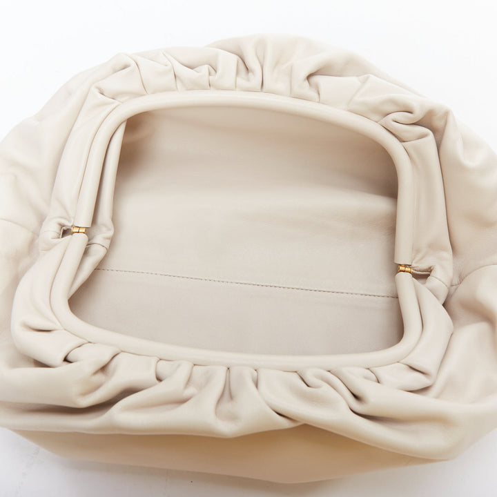 BOTTEGA VENETA Pouch off white cream soft leather oversized clutch bag