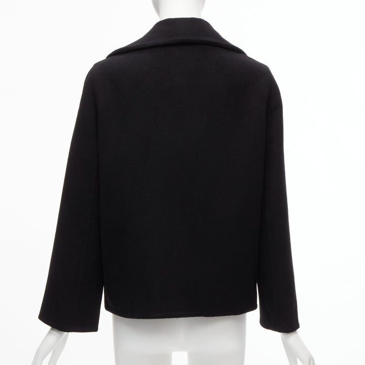HERMES Jean Paul Gaultier black cashmere leather H buttons jacket FR34 XS