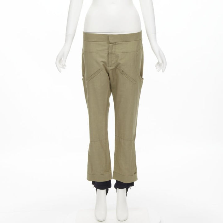 MARNI brown cotton layered hem stirrup jodphur pants IT42 S
