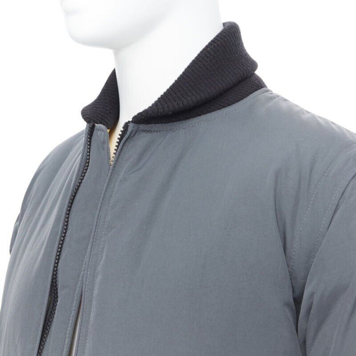 N HOOLYWOOD greey contrast yellow lined goose down padded bomber jacket S