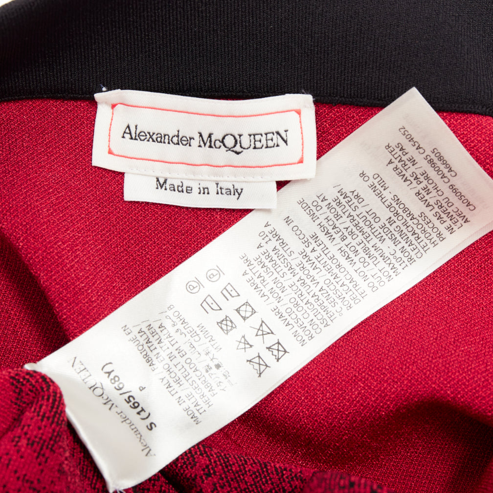 ALEXANDER MCQUEEN 2023 Ethereal Orchid black red floral jacquard pencil skirt S