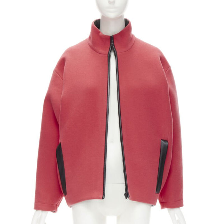 rare BALENCIAGA 2012 Nicolas Ghesquiere red wool cocoon bomber jacket FR34 XS