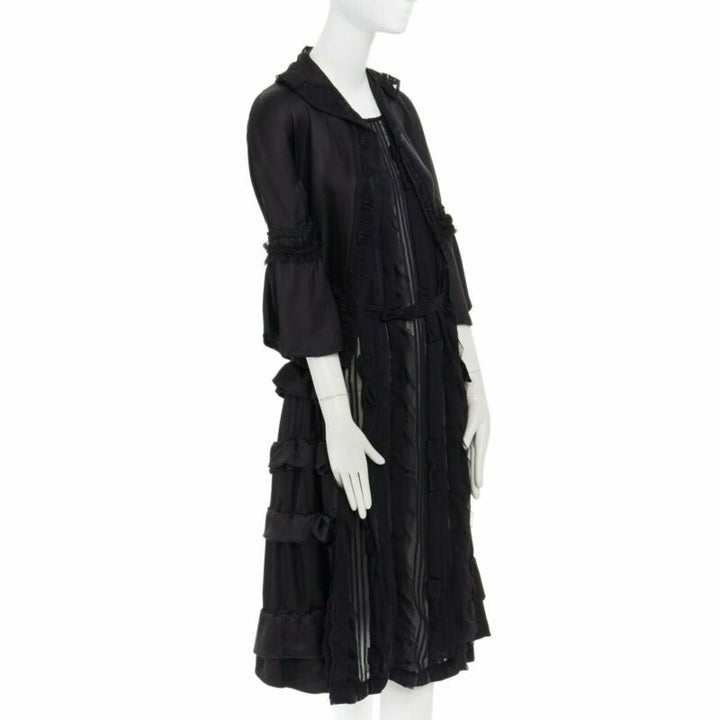 runway COMME DES GARCONS Broken Bride AW05 black victorian ruffle silk dress S