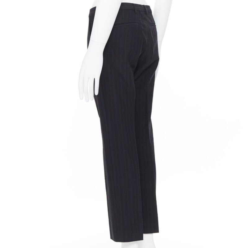 LANVIN ALBER ELBAZ mohair wool black satin side trimmed tuxedo trousers FR44