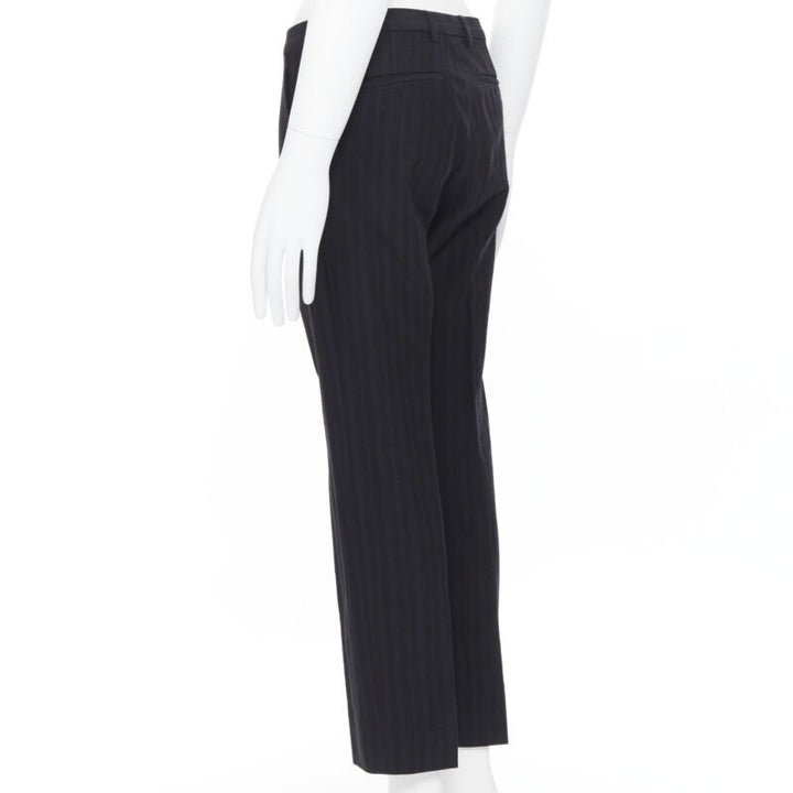 LANVIN ALBER ELBAZ mohair wool black satin side trimmed tuxedo trousers FR44
