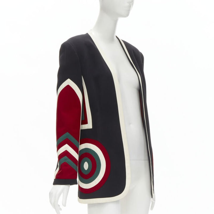 MOSCHINO COUTURE! black red creoe Star Bullseye geometric blazer IT42 L