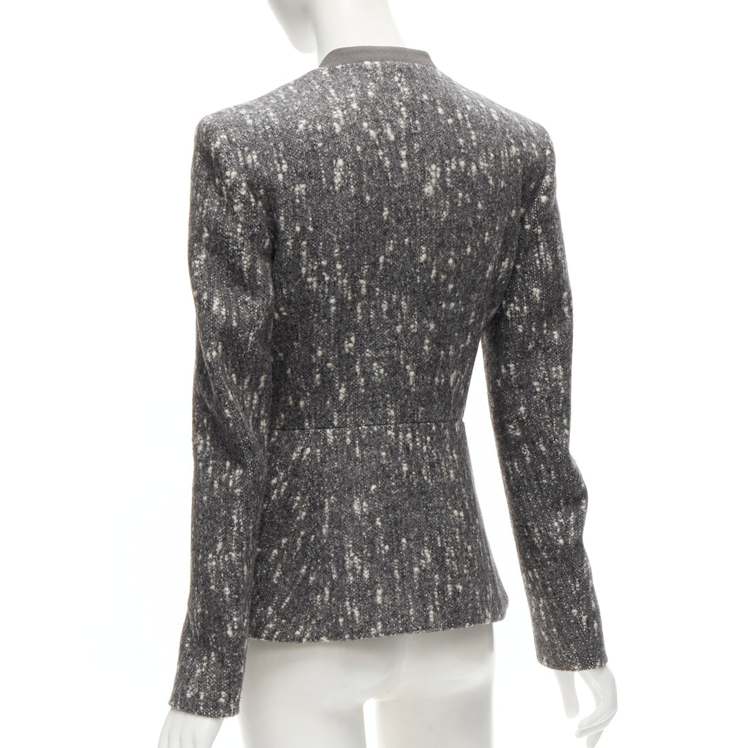 BALENCIAGA Ghesquiere 2009 grey white speckled fitted blazer jacket FR38 M