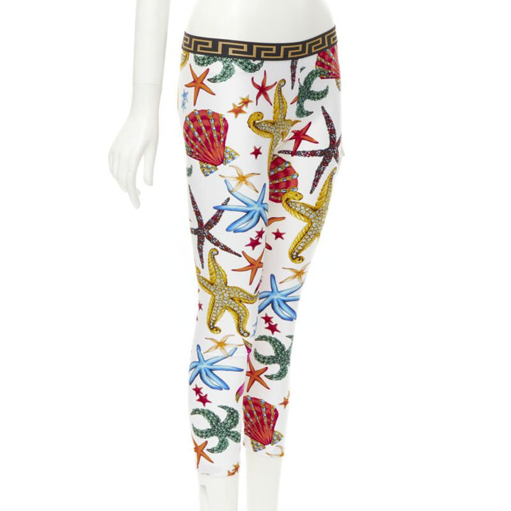 VERSACE Kids Tresor De La Mer print Greca leggings 12A XS